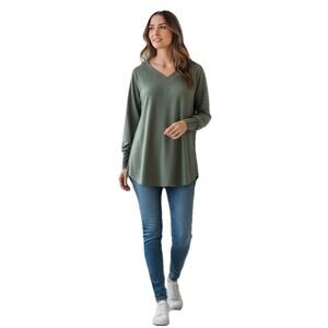 Soft Surroundings Long Sleeve Passaro Tunic In Agave Green Button Cuffs MEDIUM